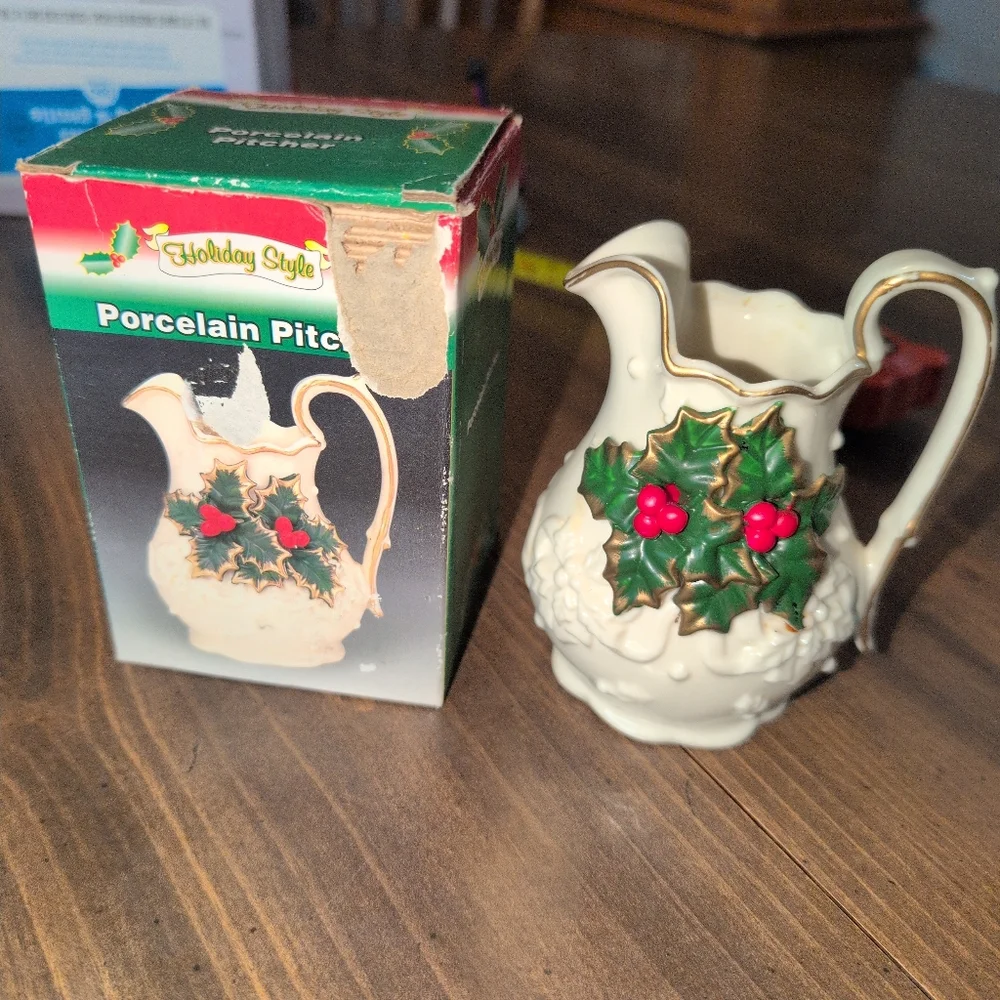 Decorative Porcelain Holiday Pitcher